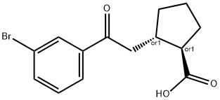 TRANS-2-[2-(3-ブロモフェニル)-2-オキソエチル]シクロペンタン-1-カルボン酸 化学構造式