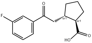 (1R,2S)-2-(2-(3-氟苯基)-2-氧乙基)环戊烷-1-羧酸, 733740-65-3, 结构式