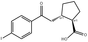 TRANS-2-[2-(4-ヨードフェニル)-2-オキソエチル]シクロペンタン-1-カルボン酸 化学構造式