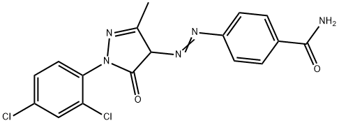 4-(4-Carbamoylphenylazo)-1-(2,4-dichlorophenyl)-3-methyl-5(4H)-pyrazolone Struktur