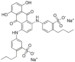disodium 3,3'-[(9,10-dihydro-5,8-dihydroxy-9,10-dioxo-1,4-anthrylene)diimino]bis[6-butylbenzenesulphonate] Structure