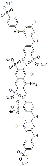 hexasodium 4-amino-3,6-bis[[4-[[4-chloro-6-[(4-sulphonatophenyl)amino]-1,3,5-triazin-2-yl]amino]-2-sulphonatophenyl]azo]-5-hydroxynaphthalene-2,7-disulphonate,73398-36-4,结构式