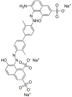 8-[[4'-[[2-アミノ-8-ヒドロキシ-6-[(ソジオオキシ)スルホニル]-1-ナフタレニル]アゾ]-3,3'-ジメチル-1,1'-ビフェニル-4-イル]アゾ]-7-ヒドロキシ-1,3-ナフタレンジスルホン酸ジナトリウム 化学構造式