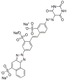 trisodium 2-[4-[2-[4-[(hexahydro-2,4,6-trioxopyrimidin-5-yl)azo]-2-sulphonatophenyl]vinyl]-3-sulphonatophenyl]-2H-naphtho[1,2-d]triazole-5-sulphonate|