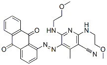 5-[(9,10-dihydro-9,10-dioxo-1-anthryl)azo]-2,6-bis[(2-methoxyethyl)amino]-4-methylnicotinonitrile Struktur