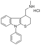 Thiopyrano(2,3-b)indole-4-methylamine, 2,3,4,9-tetrahydro-N-methyl-9-p henyl-, hydrochloride Structure
