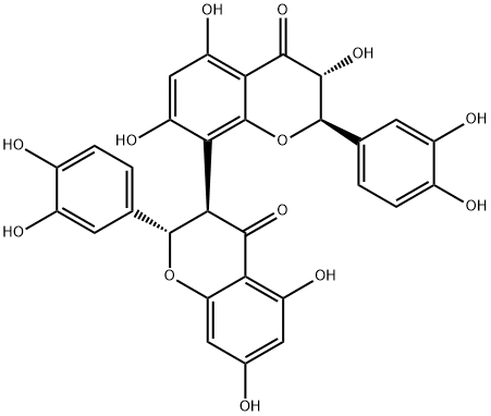 [2S-[2alpha,3beta(2'S*,3'S*)]]-2,2'-bis(3,4-dihydroxyphenyl)-2,2',3,3'-tetrahydro-3',5,5',7,7'-pentahydroxy[3,8'-bi-4H-1-benzopyran]-4,4'-dione,73428-17-8,结构式