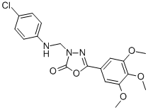 1,3,4-Oxadiazol-2(3H)-one, 3-(((4-chlorophenyl)amino)methyl)-5-(3,4,5- trimethoxyphenyl)-,73484-43-2,结构式