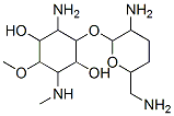 2-amino-3-[3-amino-6-(aminomethyl)oxan-2-yl]oxy-6-methoxy-5-methylamin o-cyclohexane-1,4-diol Struktur