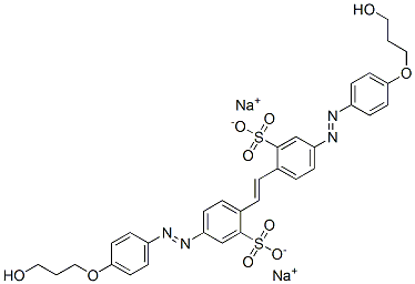 Benzenesulfonic acid, 2,2-(1,2-ethenediyl)bis5-4-(3-hydroxypropoxy)phenylazo-, disodium salt Structure