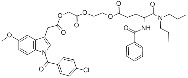 1H-Indole-3-acetic acid, 1-(4-chlorobenzoyl)-5-methoxy-2-methyl-, 2-(2 -((4-(benzoylamino)-5-(dipropylamino)-1,5-dioxopentyl)oxy)ethoxy)-2-ox oethyl ester, (+-)-,73512-94-4,结构式