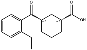 CIS-3-(2-エチルベンゾイル)シクロヘキサン-1-カルボン酸 化学構造式