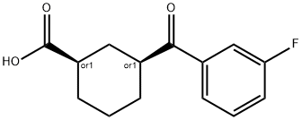 CIS-3-(3-フルオロベンゾイル)シクロヘキサン-1-カルボン酸 化学構造式