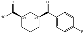 CIS-3-(4-フルオロベンゾイル)シクロヘキサン-1-カルボン酸 化学構造式