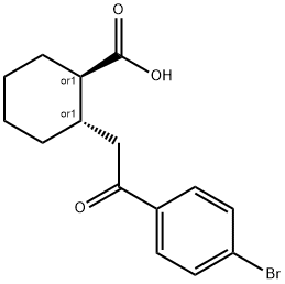 TRANS-2-[2-(4-ブロモフェニル)-2-オキソエチル]シクロヘキサン-1-カルボン酸 化学構造式