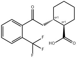 TRANS-2-[2-オキソ-2-(2-トリフルオロメチルフェニル)エチル]シクロヘキサン-1-カルボン酸 化学構造式