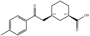 CIS-3-[2-(4-メチルフェニル)-2-オキソエチル]シクロヘキサン-1-カルボン酸 化学構造式