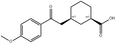CIS-3-[2-(4-メトキシフェニル)-2-オキソエチル]シクロヘキサン-1-カルボン酸 化学構造式