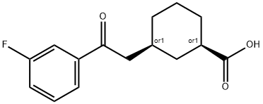 CIS-3-[2-(3-フルオロフェニル)-2-オキソエチル]シクロヘキサン-1-カルボン酸 化学構造式