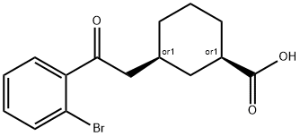 CIS-3-[2-(2-ブロモフェニル)-2-オキソエチル]シクロヘキサン-1-カルボン酸 化学構造式