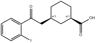 CIS-3-[2-(2-ヨードフェニル)-2-オキソエチル]シクロヘキサン-1-カルボン酸 化学構造式