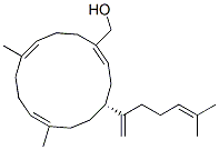 (4R,1Z,7E,11Z)-7,11-ジメチル-4-(5-メチル-1-メチレン-4-ヘキセニル)シクロテトラデカ-1,7,11-トリエン-1-メタノール 化学構造式