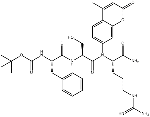叔丁氧羰基-苯丙氨酰-丝氨酰-精氨酸-7-氨基-4-甲基香豆素, 73554-90-2, 结构式