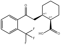 CIS-2-[2-オキソ-2-(2-トリフルオロメチルフェニル)エチル]シクロヘキサン-1-カルボン酸 化学構造式