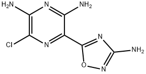 3-(3-アミノ-1,2,4-オキサジアゾール-5-イル)-5-クロロ-2,6-ピラジンジアミン 化学構造式