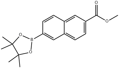 6-(4,4,5,5-四甲基-1,3,2-二氧杂硼杂环戊烷-2-基)-2-萘甲酸甲酯, 736989-93-8, 结构式
