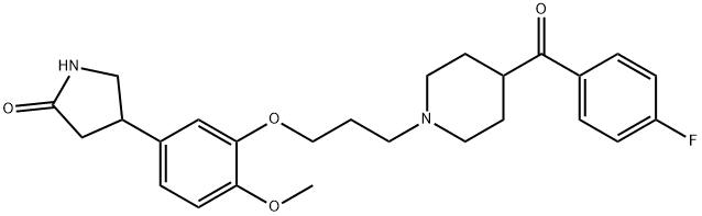 4-[3-[3-[4-(4-フルオロベンゾイル)-1-ピペリジニル]プロポキシ]-4-メトキシフェニル]-2-ピロリジノン 化学構造式