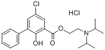 5-Chloro-2-hydroxy-3-biphenylcarboxylic acid, 2-(diisopropylamino)ethyl ester, hydrochloride 结构式