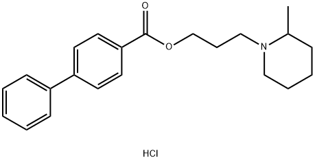 4-Biphenylcarboxylic acid, 3-(2-methylpiperidino)propyl ester, hydrochloride 化学構造式