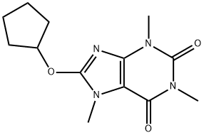 8-シクロペンチルオキシ-3,7-ジヒドロ-1,3,7-トリメチル-1H-プリン-2,6-ジオン 化学構造式