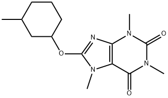 3,7-Dihydro-8-[(3-methylcyclohexyl)oxy]-1,3,7-trimethyl-1H-purine-2,6-dione 结构式