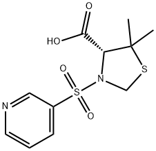 (R)-5,5-Dimethyl-3-(pyridin-3-ylsulfonyl)-thiazolidine-4-carboxylic acid Struktur