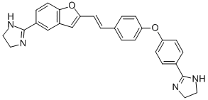 1H-Imidazole, 4,5-dihydro-2-(4-(4-(2-(5-(4,5-dihydro-1H-imidazol-2-yl) -2-benzofuranyl)ethenyl)phenoxy)phenyl)- 化学構造式