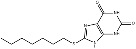 8-ヘプチルチオ-3,7-ジヒドロ-1H-プリン-2,6-ジオン 化学構造式