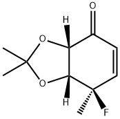 1,3-Benzodioxol-4(3aH)-one,7-fluoro-7,7a-dihydro-2,2,7-trimethyl-,(3aS,7R,7aR)-(9CI) 化学構造式