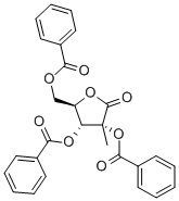 2,3,5-トリ-O-ベンゾイル-2-C-メチル-D-リボン酸-1,4-ラクトン 化学構造式