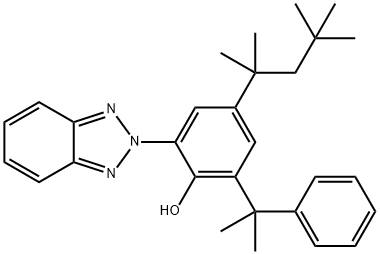 2-（2H-ベンゾトリアゾール-2-イル）-6-（1-メチル-1-フェニルエチル）-4-（1，1，3，3-テトラメチルブチル）フェノール 化学構造式