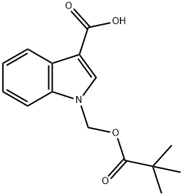 1-(PIVALOYLOXYMETHYL)-1H-INDOLE-3-CARBOXYLIC ACID 结构式