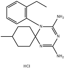 1,3,5-Triazaspiro(5.5)undeca-2,4-diene, 2,4-diamino-1-(2-ethylphenyl)- 9-methyl-, hydrochloride Structure