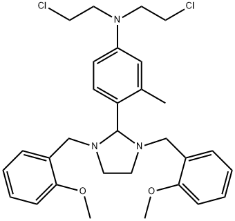 2-[4-[Bis(2-chloroethyl)amino]-o-tolyl]-1,3-bis(o-methoxybenzyl)imidazolidine Struktur