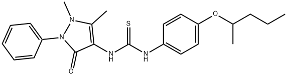 3-Antipyrinyl-1-[4-(1-methylbutoxy)phenyl]thiourea 结构式