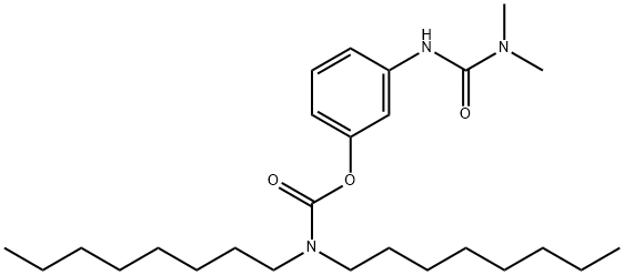 1,1-ジメチル-3-(m-ヒドロキシフェニル)尿素ジオクチルカルバマート 化学構造式
