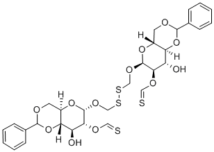 Bis(methyl 4,6-O-benzylidene-2-o-thiocarbonyl-alpha-D glucopyranoside) disulfide Structure