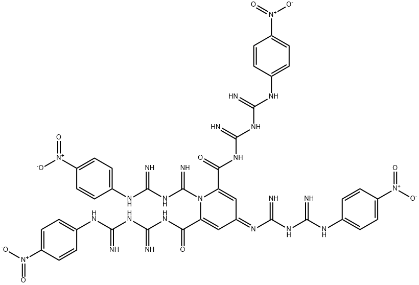 1,4-Dihydro-N,N',1-tris[3-[imino(p-nitrophenyl)methyl]guanidino]-4-[[3-[imino(p-nitrophenyl)methyl]guanidino]imino]-2,6-pyridinedicarboxamide,74037-45-9,结构式