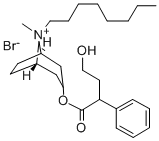 3-Hydroxy-8-octyl-1-alpha-H,5-alpha-H-tropanium bromide 4-hydroxy-2-ph enylbutanoate Struktur