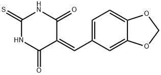 2-Thioxo-5-(1,3-benzodioxole-5-ylmethylene)hexahydropyrimidine-4,6-dione 结构式